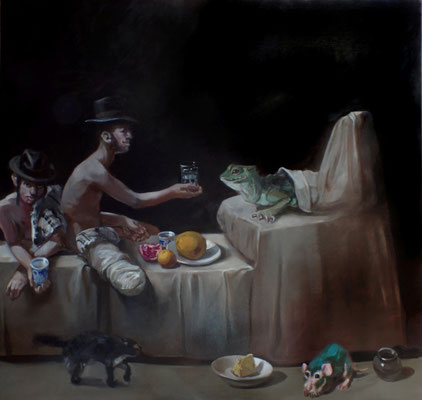 Pavel Feinstein: *N 1837* (Das Angebot), 2014 Öl/Leinwand, 190 x 200 cm