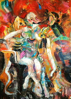 Dimitar Hinkov: *The Hungry Tigers (after Rubens), 202, Öl/Leinwand, 200 x 140 cm