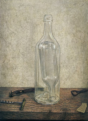 Olaf Hauke: "Stilleben", 1977, Acryl-Dispersion/Hartfaserplatte, 86 x 50 cm
