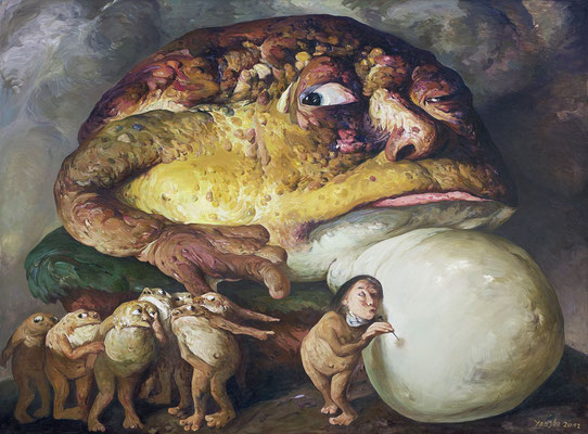 Yongbo Zhao: *Eine kleine Nadel ist oft genug I*, 2012, Öl/Leinwand, 180 x 240 cm