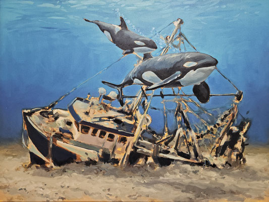 Hartmut Kiewert: *Versenkung I*, 2025, Öl/Leinwand, 60 x 80 cm