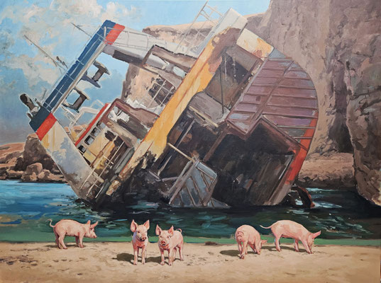 Hartmut Kiewert: *Strand III*, 2025, Öl/Leinwand, 120 x 160 cm