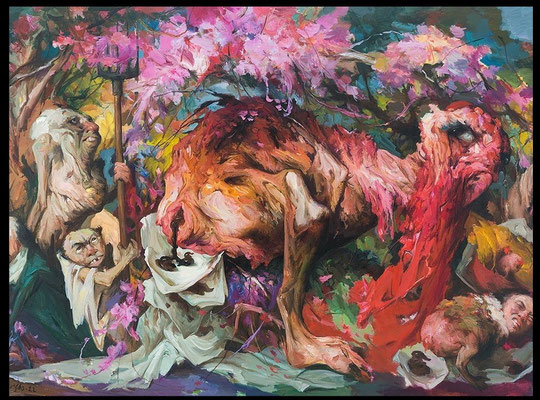 Yongbo Zhao: *Dünger für die Blumen II*, 2022, 160 x 240 cm