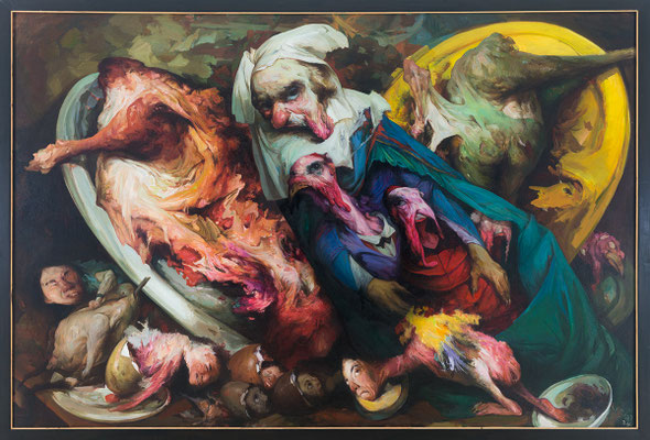 Yongbo Zhao: *Das letzte Gericht III*, 2023-2024, Öl/Leinwand, 160 x 240 cm