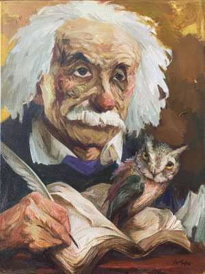 Yongbo Zhao: *Einsteins Vermächtnis I*, 2022, Öl/Leinwand, 80 x 60 cm