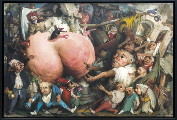 *Am Arsch der Geschichte*, 2017, Öl, Leinwand, 160 x 240 cm