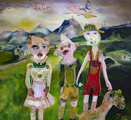 Juliane Hundertmark: *Bavaria Fiction*, 2020, Öl/Leinwand, 150 x 165 cm