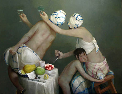 Pavel Feinstein: *N 952* (Judith & Holofernes), 2002, Öl/Leinwand, 130 x 170 cm 