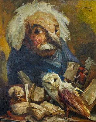Yongbo Zhao: *Einsteins Vermächtnis II*, 2022, Öl/Leinwand, 100 x 80 cm