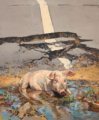 Hartmut Kiewert: "Bad I", 2024, Öl/Leinwand, 120 x 100 cm