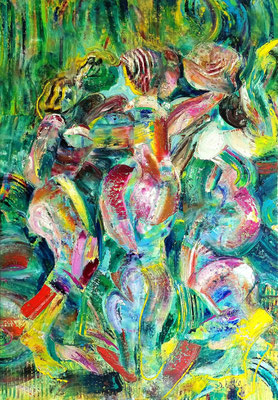 Dimitar Hinkov: *The Three Graces I*, 2021, Öl/Leinwand, 200 x 140 cm