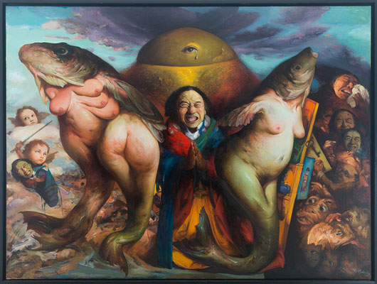 Yongbo Zhao: *Der Himmel weint*, 2024, Öl/Leinwand, 180 x 240 cm