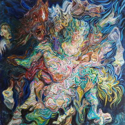 Dimitar Hinkov: *The Kidnapping*, 2022, Öl/Leinwand, 150 x 150 cm