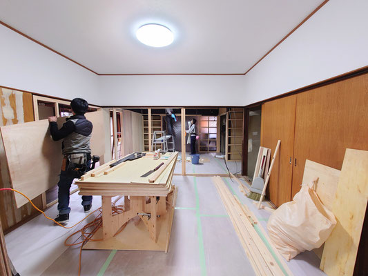 愛知県一宮市のお寺の庫裏のリノベーション工事中