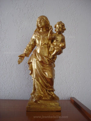 Statue de la Vierge en bois, imitation or