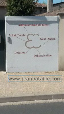 Lettres peintes en acrylique sur mur ciment