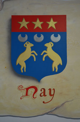 Blason de la ville de Nay (64) sur imitation parchemin