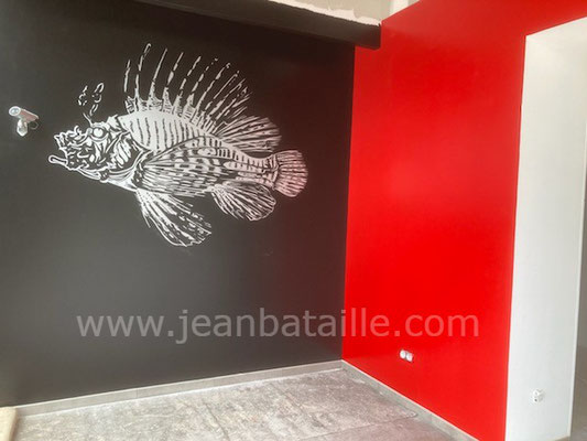 reproduction d'une rascasse en peinture aluminium