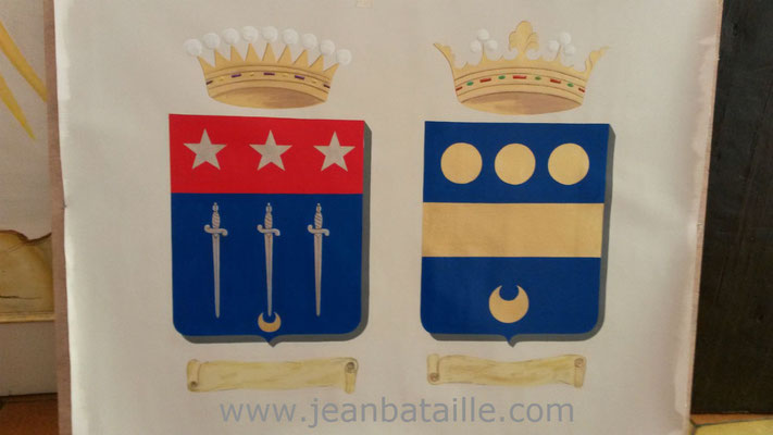 Blason de famille sur toile de lin