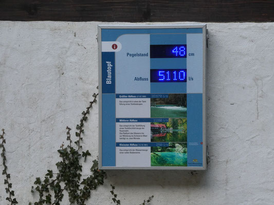 Blautopf in Blaubeuren am 29. Jan. 2021 Schüttung 5110 Liter/sec
