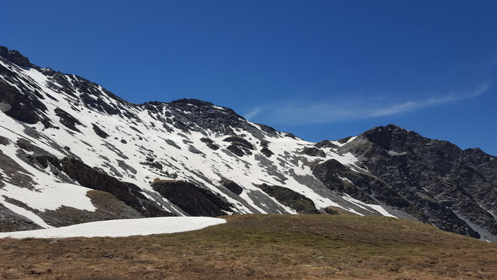 Face Nord du col de Chamoussière 2884 m, névés délicats 