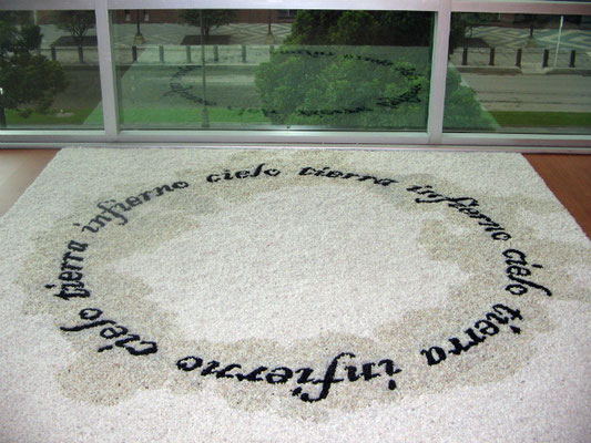 Here, 2008. Beans and stones. 3m diameter