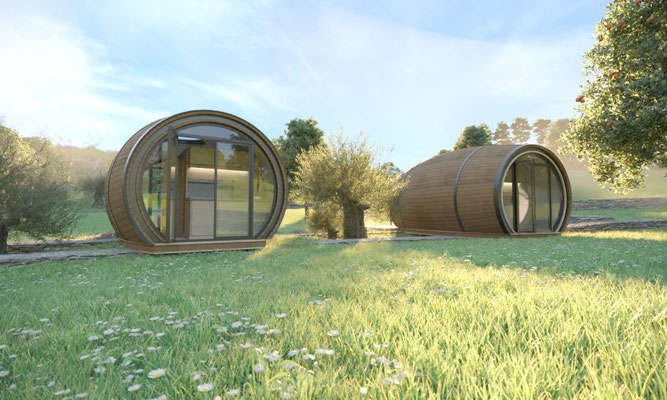 Concept hébergement viticole unique. « la vie de château dans un tonneau » L’oenotourisme : grande tendance d’un voyage touristique dans les régions viticoles et leur patrimoine pour découvrir la culture de la vigne, la vinification, l’art de la dégustati