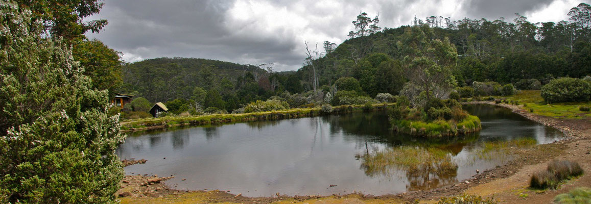 Aussicht vom Balkon unseres Hauses in der Cradle Mountain Lodge