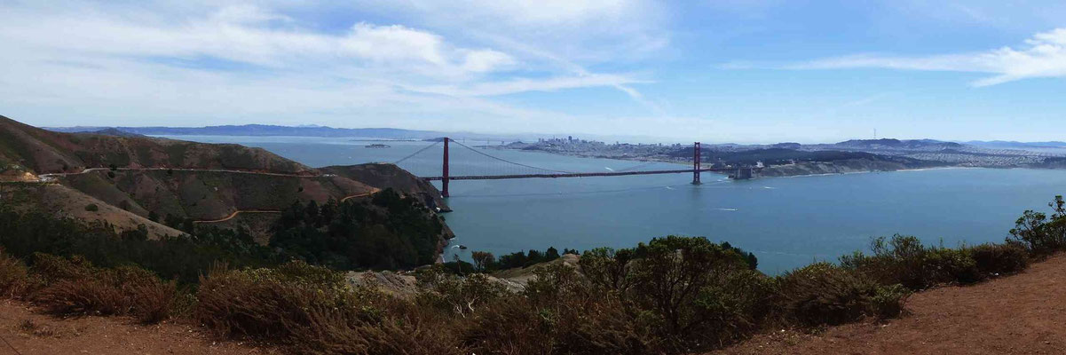 Bilder der Golden Gate Bridge von Hawk Hill, Senic Overlook und Kirby Cove