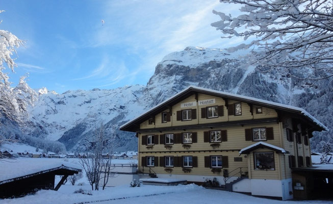 Das Hotel Garni Hostatt im Winter