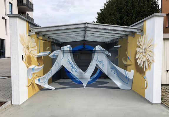 Anamorphic Mural M: Ingolstadt (Germany).  Acrylic and Spraycan