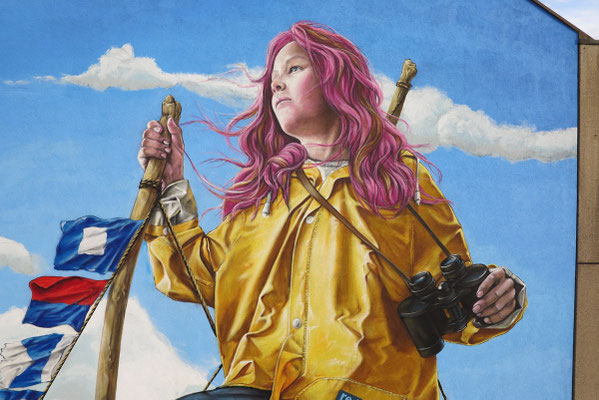Close up of the mural "Melody", Zurich 2017. 24 m x 12 m.