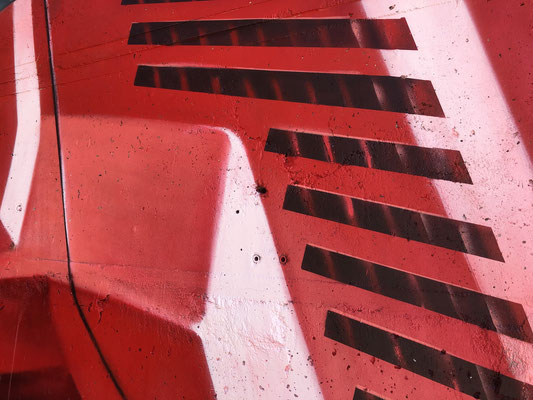 Anamorphic Mural "Break Trough": Hilti Headquarter, Schaan. 7.5 m x 16 m.  Acrylic and Spraycan