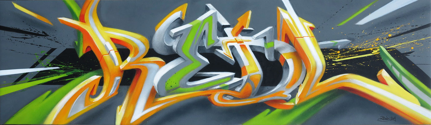 REDL Letterconstruction, Spraydose und Acryl auf Leinwand, 210 cm x 60 cm