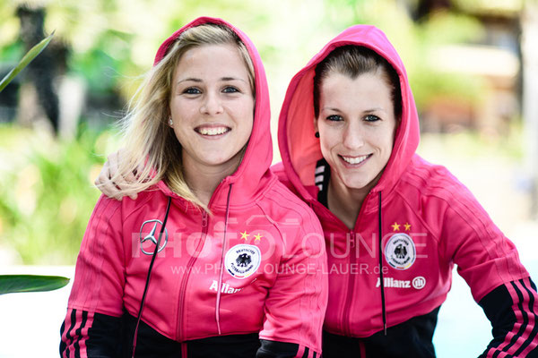 Svenja Huth und Verena Faißt beim Algarve Cup 2013; © Photolounge-Lauer