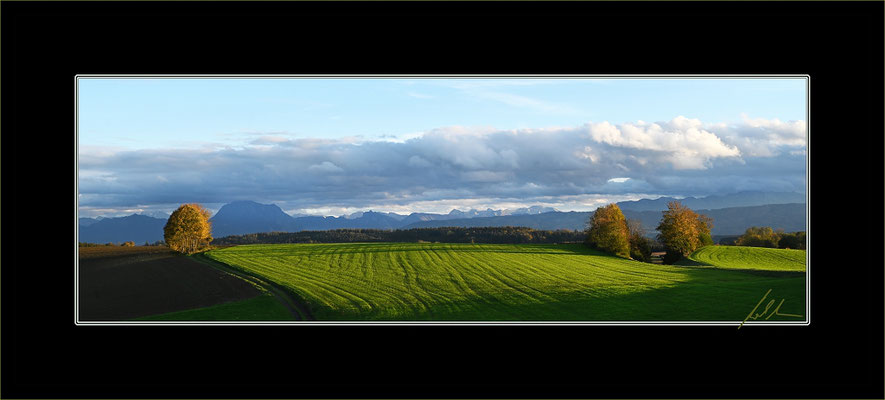 Landschaft bei Pilsbach mit Traunstein