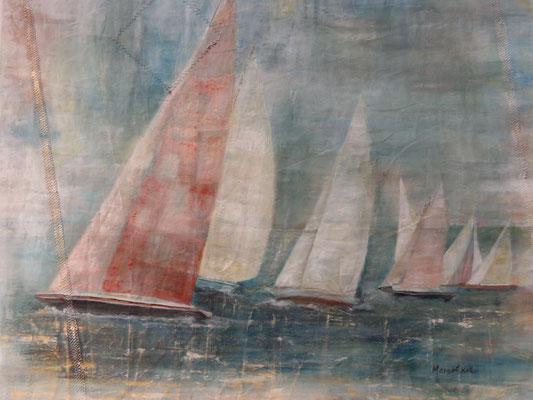 "Regatta II"; Acryl auf Segel,  90 x 110, Kat.-Nr. 03208