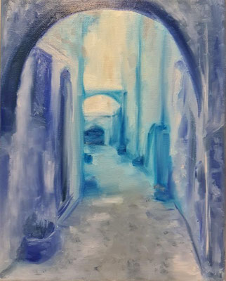 Blue On Blue Alla Prima - Öl auf Leinwand - 18x24cm
