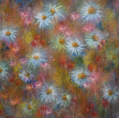 Bergwiese - Mixed Media auf Leinwand - 50x50cm