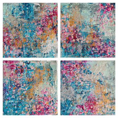 Liya Collection - Mixed Media auf Leinwand - 4x je 10x10cm