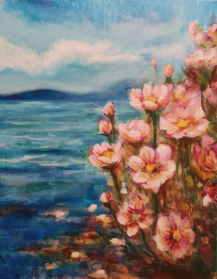 Flowers - Mixed media auf Leinwand - 40x50cm - VERKAUFT 