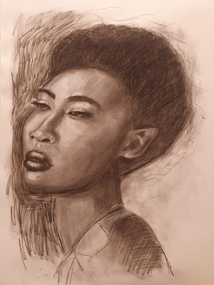 Woman (Charcoal Measurements) - Kohle auf Papier - 40x50cm