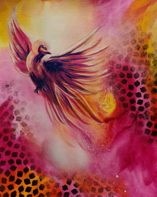 Phoenix - Mixed media auf Papier - 40x50cm