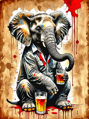 "Drunken Elephant" - 60 x 80 cm
