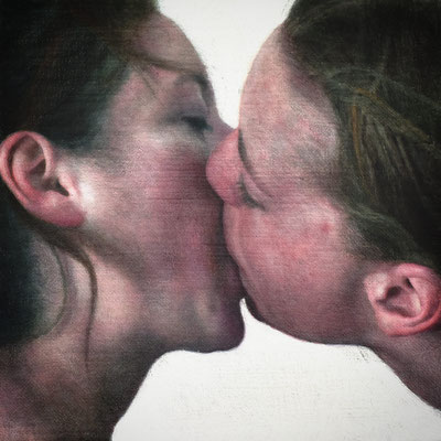 "Kiss 01" oil on canvas, 20x20 cm, 2022