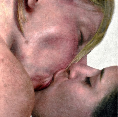 "Kiss 02" oil on canvas, 20x20 cm, 2022