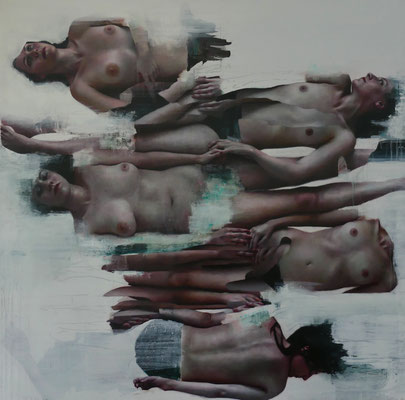 seven bodies 2017. oil on canvas 150x150 cm