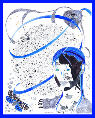 Elena P. Knoll, MoonChild, 2016, Tusche und Mischtechnik