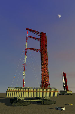 Donnerberger Sender auf einer Raketen-Startrampe