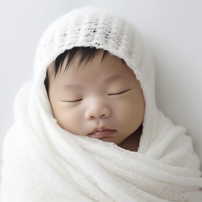 布にくるまれている赤ちゃん